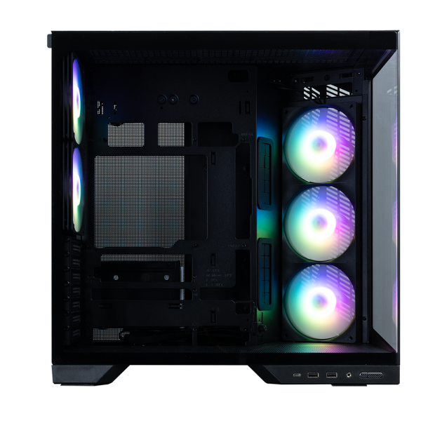 Zalman D50 Black, ATX Mid-Tower PC Case, Dual-Chamber Case with a panoramic view, Seamless Tempered glass at front & left side, Optimal side fan direction for efficient cooling, 2x 120mm ARGB fan at rear, 3x 120mm