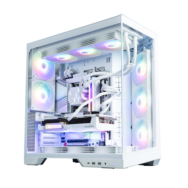 Zalman D50 White, ATX Mid-Tower PC Case, Dual-Chamber Case with a panoramic view, Seamless Tempered glass at front & left side, Optimal side fan direction for efficient cooling, 2x 120mm ARGB fan at rear, 3x 120mm