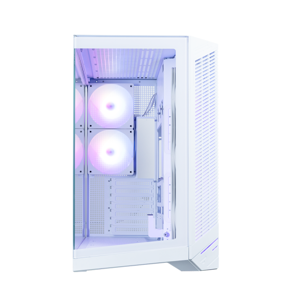 Zalman D50 White, ATX Mid-Tower PC Case, Dual-Chamber Case with a panoramic view, Seamless Tempered glass at front & left side, Optimal side fan direction for efficient cooling, 2x 120mm ARGB fan at rear, 3x 120mm