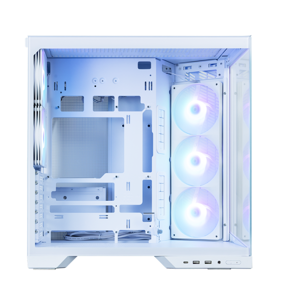 Zalman D50 White, ATX Mid-Tower PC Case, Dual-Chamber Case with a panoramic view, Seamless Tempered glass at front & left side, Optimal side fan direction for efficient cooling, 2x 120mm ARGB fan at rear, 3x 120mm
