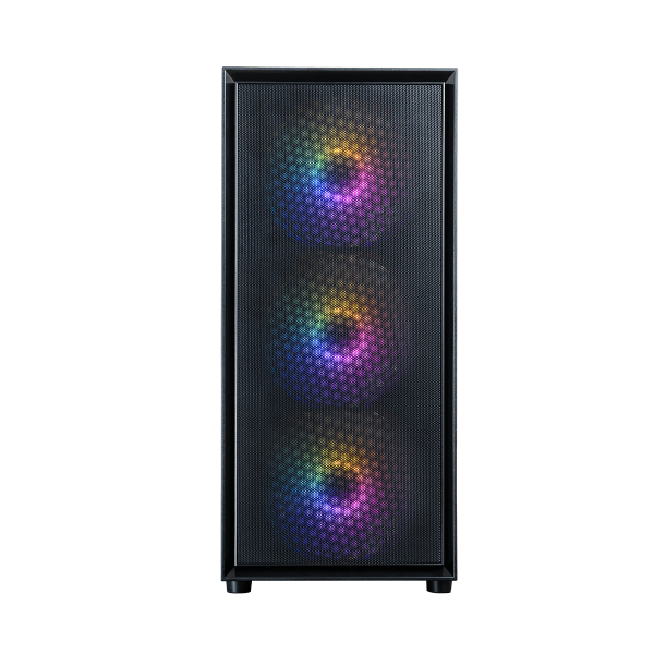 Zalman S6 Black, ATX Mid-Tower PC Case, 3x 140mm FRGB fan at front and 1x 120mm FRGB fan at rear pre-Installed, T/G with ball stud & socket, USB Type-C port included