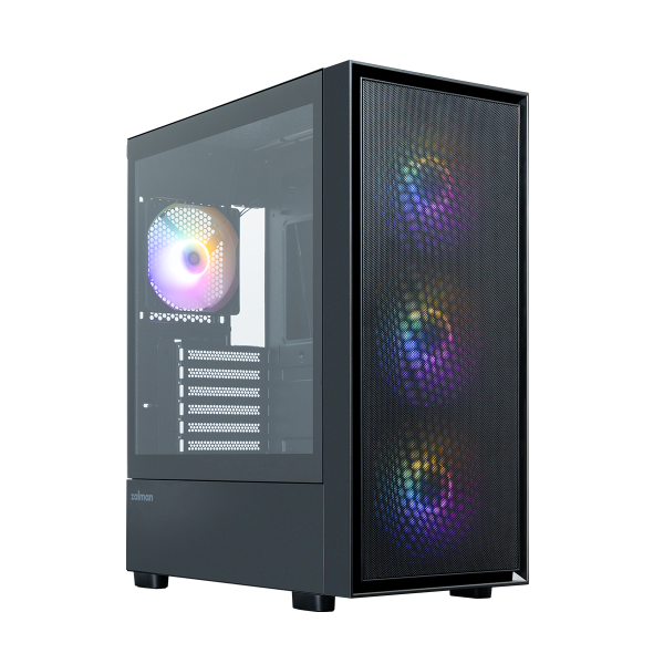 Zalman S6 Black, ATX Mid-Tower PC Case, 3x 140mm FRGB fan at front and 1x 120mm FRGB fan at rear pre-Installed, T/G with ball stud & socket, USB Type-C port included