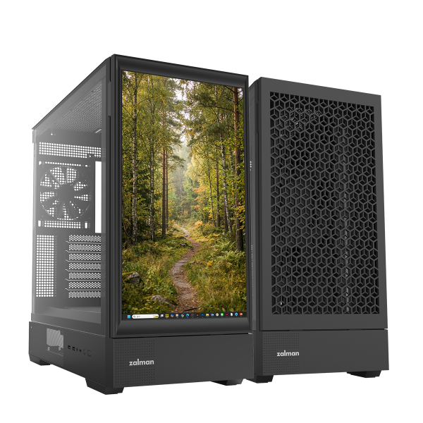 Zalman Z20 DS Black, ATX Mid-Tower PC Case, built-in 15.6 IPS LCD Display, 1x 120mm Black fan at rear, 2x 140mm Black fan at front, USB3.1 Type-C port
