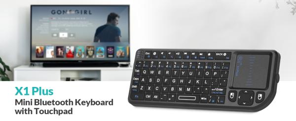 Rii X1 Plus mini draadloos toetsenbord met touchpad, Bluetooth/2,4GHz, witte verlichting, USB-C oplaadbaar