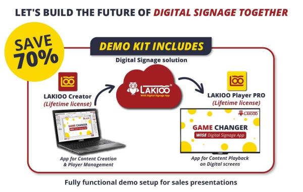 LAKIOO Resellerdagen eenmalige DEMO KIT: Creator App, Windows licentie, lifetime, content creation software + 1x LAKIOO PLayer Pro - 1 jaar licentie