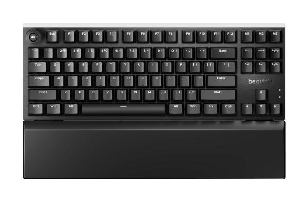 be quiet! Light Mount TKL compact Keyboard, Silent Linear Switches, US-ANSI layout, 3D Media Wheel, ARGB, Swappable 5-pin MX switches
