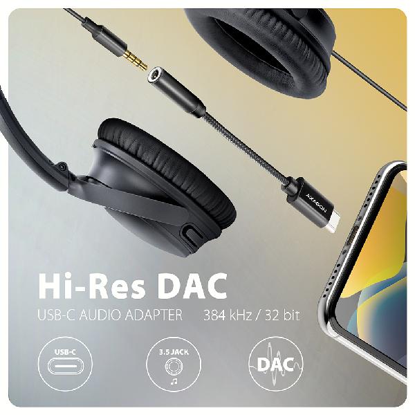 AXAGON ADA-HC USB-C to 3.5mm jack - Hi-Res audio adapter, 384kHz/32bit DAC, stereo