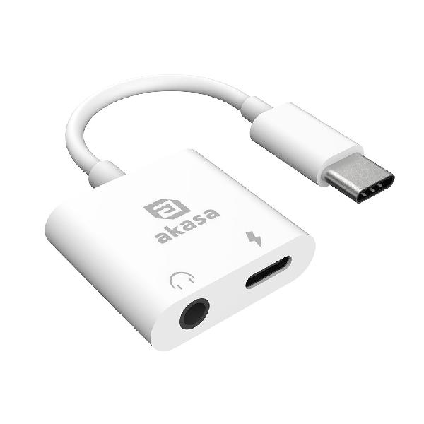 Akasa USB Type-C to 3.5mm Headphone Jack & PD 15W charging port