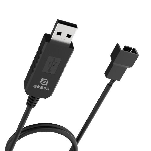 Akasa USB to 3-Pin / 4-Pin, 5V to 12V PC Fan adapter cable, 60cm