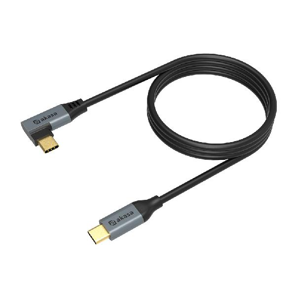 Akasa Right Angle USB type-C 100W PD Charging Cable, 2 x USB-C (straight, 90 degrees)