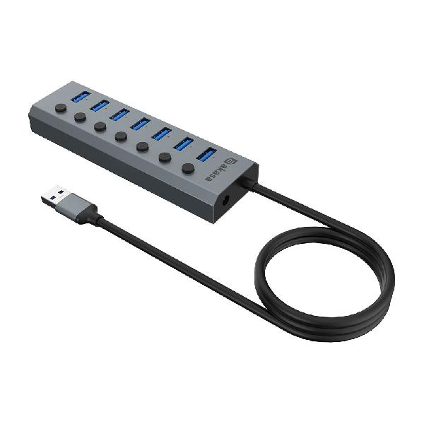 Akasa Connect 7 IPS, 7-Port USB Hub with Individual Switches, with 5V/2A power adapter