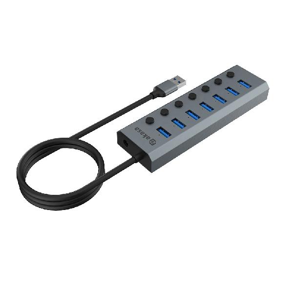 Akasa Connect 7 IPS, 7-Port USB Hub with Individual Switches, with 5V/2A power adapter