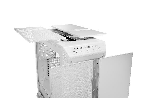 be quiet! Dark Base Pro 901 White, 603 x 254 x 569, IO-panel 1x USB 3.2 Gen. 2 Type C, 4x USB 3.2, HD Audio (mic + audio), fan contro. ARGB contr., 1x 5,25, up to 7x 3,5 (2 inc), up to 17x 2,5 (6 inc), inc 3x 140 mm Silent Wing 4