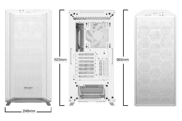 be quiet! Dark Base 701 White, 565 x 249 x 523, 2xUSB3.2, 1xUSB-C 3.2Gen2, HD-Audio, 3 step fan controller, ARGB Controller, 3x3,5, 4x2,5, inc 3x 140 mm Silent Wings 4, ARGB Lighting Strips front