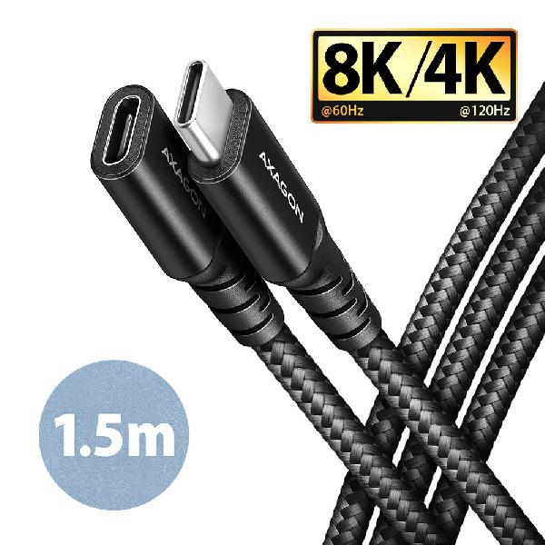 AXAGON BUCM32-CF15AB extensions cable USB-C (M) <-> USB-C (F), 1.5m, USB 20Gbps PD 240W 5A