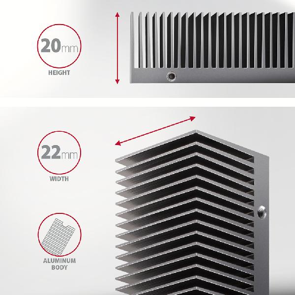 AXAGON CLR-M2XT ALU Heatsink for single or double-sided M.2 SSD, height 24mm