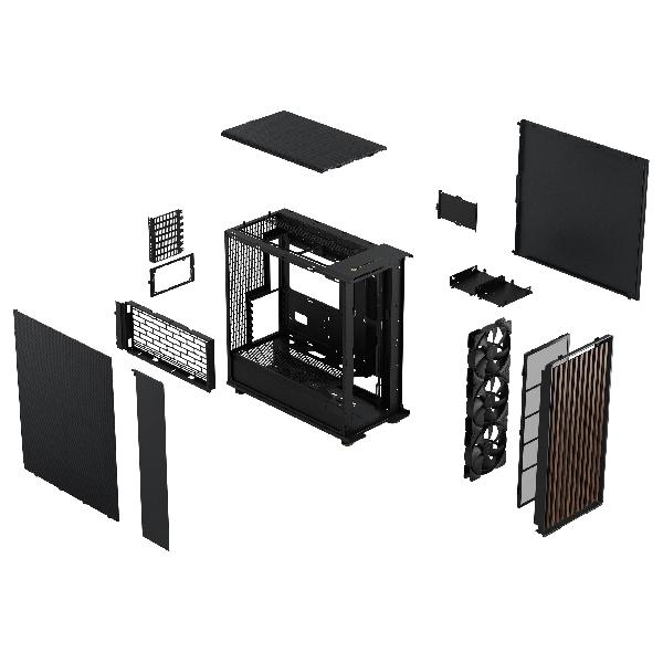 Fractal Design North XL Charcoal Black, (E-)ATX Large Size Mid Tower, 1xUSB 3.1 Gen 2 Type-C, 2xUSB 3.0, Audio & Mic, Wood Front, Mesh Side, 503 x 240 x 509 mm, 3 x Aspect 140 mm PWM Included.