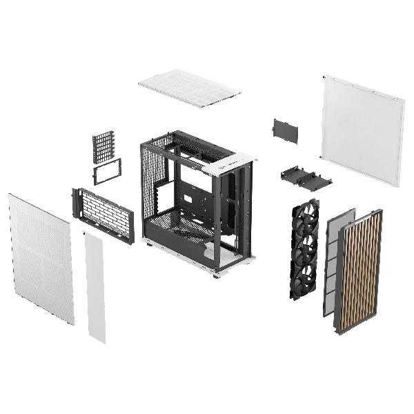 Fractal Design North XL Chalk White, (E-)ATX Large Size Mid Tower, 1xUSB 3.1 Gen 2 Type-C, 2xUSB 3.0, Audio & Mic, Wood Front, Mesh Side, 503 x 240 x 509 mm, 3 x Aspect 140 mm PWM Included.