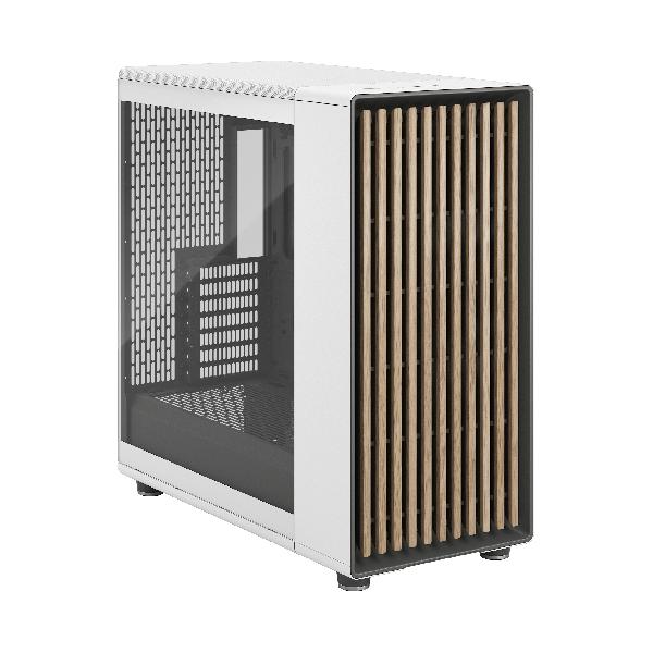 Fractal Design North XL Chalk White TG Clear, (E-)ATX Large Size Mid Tower, 1xUSB 3.1 Gen 2 Type-C, 2xUSB 3.0, Audio & Mic, Wood Front, Tempered Glass Side, 503 x 240 x 509 mm, 3 x Aspect 140 mm PWM Included.