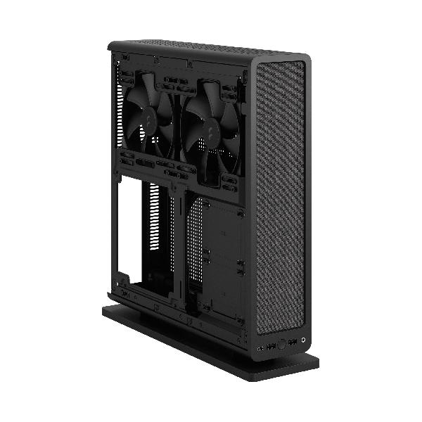 Fractal Design Ridge Black mITX Case, PCIe 4.0 riser installed. horizonal of vertical use, 2 x 140 mm PWM Aspect fan pre-installed