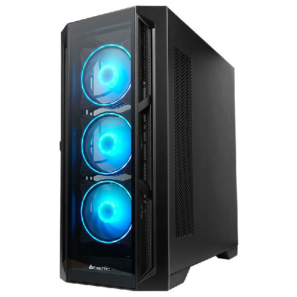 Chieftec Apex // Black, E-ATX Gaming case, T Glass, 4xRGB fan, w/USB Type C