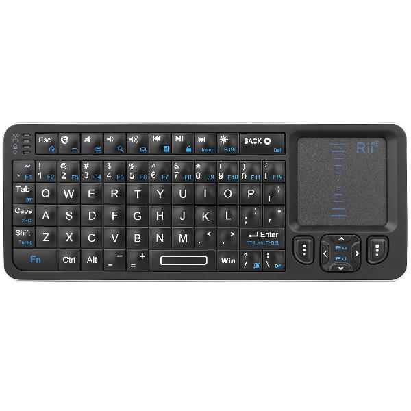 Rii K06 Mini Bluetooth Keyboard,Backlit 2.4GHz Wireless Keyboard with IR Learning, Portable Lightweight with Touchpad Compatible with Android TV Box, Mac, Laptop, Windows, Tablet(BT and 2.4G Version)