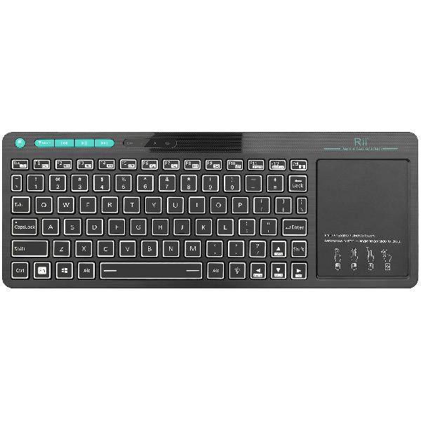 Rii mini K18S comfortabel media keyboard met functietoetsen en touchpad (2.4G en bluetooth), 367 * 130 * 16mm, 280 mAh accu