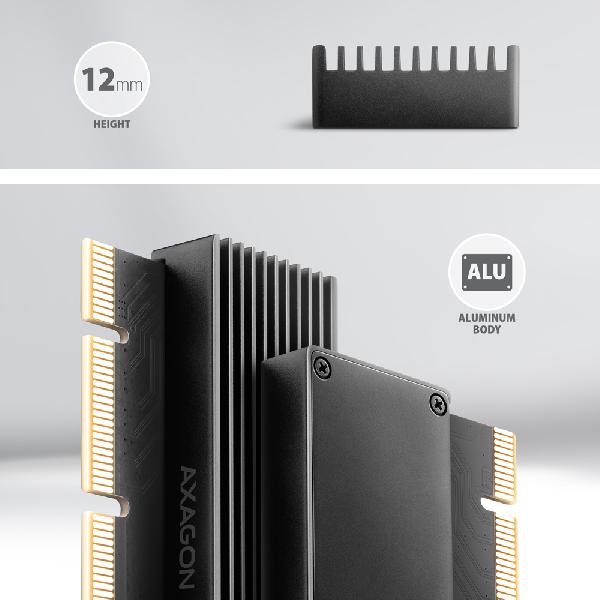 AXAGON PCEM2-XS PCIe x16 - M.2 NVMe M-key slot adapter, w. passive alu heatsink