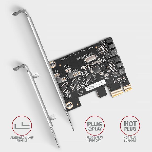 AXAGON PCES-SJ2 PCIe - 2x internal SATA 6G port controller, JMB582, SP & LP