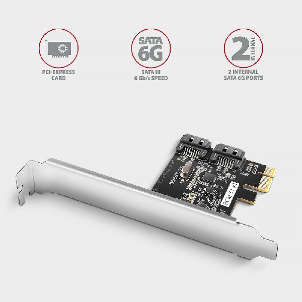 AXAGON PCES-SJ2 PCIe - 2x internal SATA 6G port controller, JMB582, SP & LP