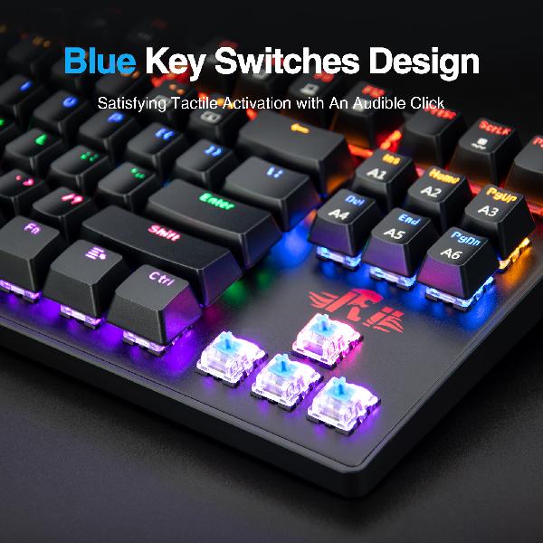 Rii RK908 Mechanical Keyboard, 87 keys anti-ghosting, RGB backlight