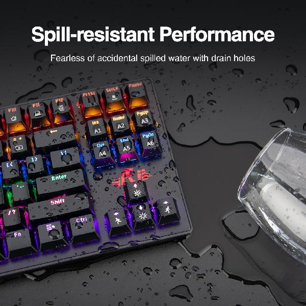 Rii RK908 Mechanical Keyboard, 87 keys anti-ghosting, RGB backlight