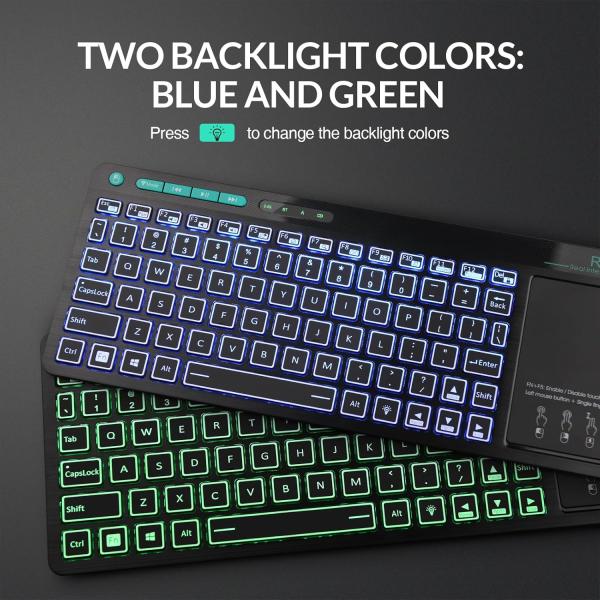 Rii mini K18S comfortabel media keyboard met functietoetsen en touchpad (2.4G en bluetooth), 367 * 130 * 26mm, 280 mAh accu