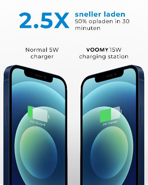 Voomy Wireless C5 - 5-in-1 Draadloze Oplader - Wireless Charger 15W // Zwart