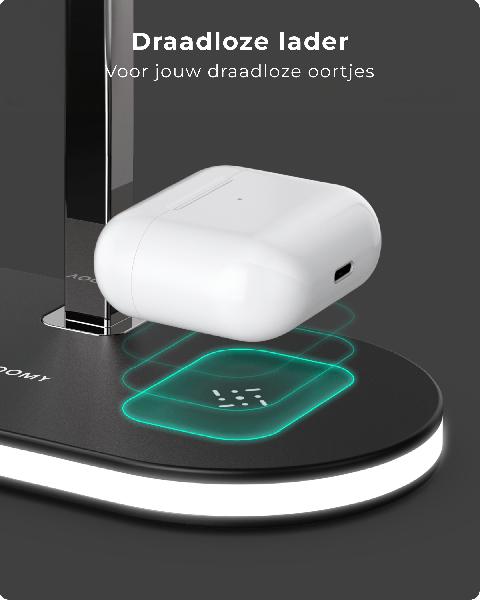 Voomy Wireless C5 - 5-in-1 Draadloze Oplader - Wireless Charger 15W // Zwart