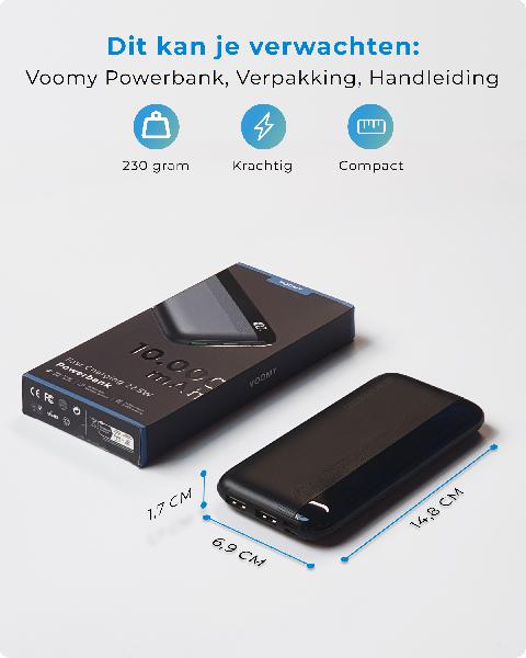 Voomy Charge P1 - Powerbank 10.000 mAh // Zwart