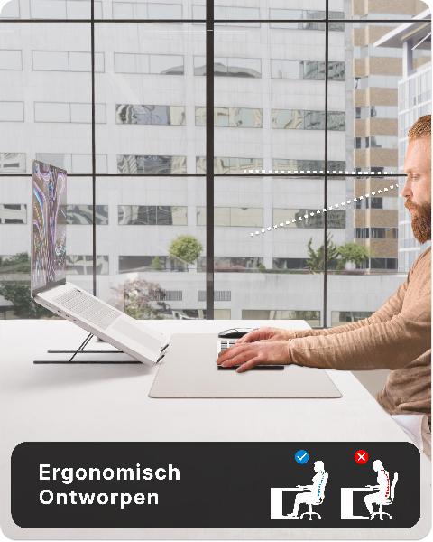 Voomy Office T3 - Laptop Standaard Verstelbaar - Ergonomisch - Aluminium Zwart // Zwart