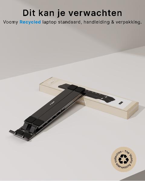 Voomy ECO T5 - Laptop Standaard - Recycled Aluminium - Zwart // Zwart