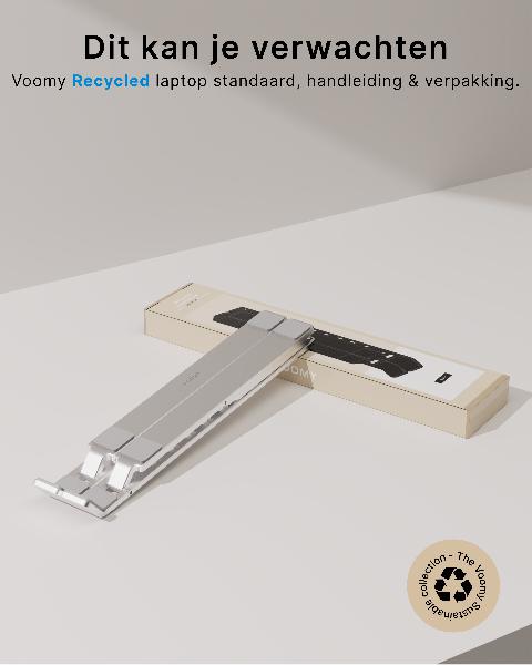 Voomy ECO T5 - Laptop Standaard - Recycled Aluminium - Zilver // Zilver