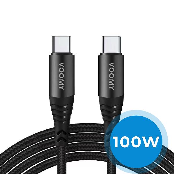 Voomy Charge M100 - USB C naar USB c Kabel - 100W // Zwart