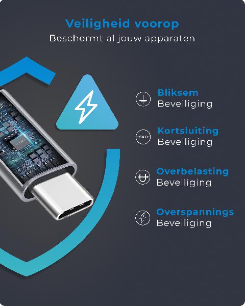 Voomy Charge M100 - USB C naar USB c Kabel - 100W // Zwart