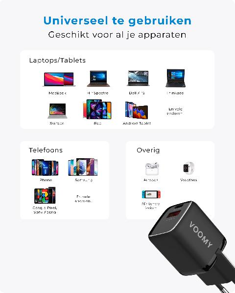 Voomy Charge M33 - Snellader Oplader 33W // Zwart