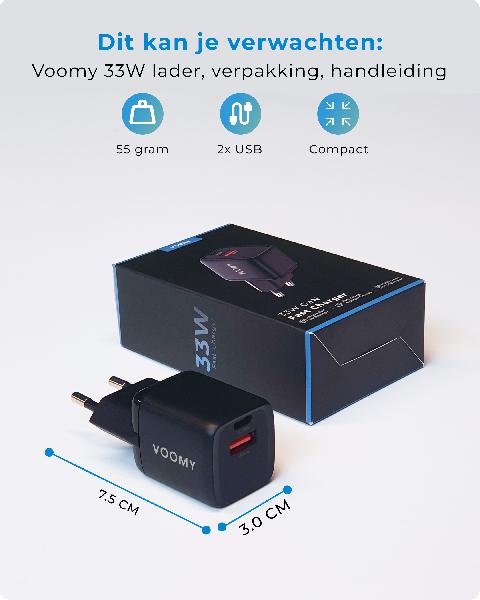 Voomy Charge M33 - Snellader Oplader 33W // Zwart