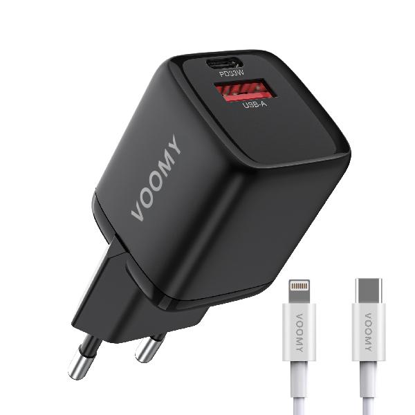 Voomy Charge M33 - Snellader Oplader 33W + USB-C Lightning kabel