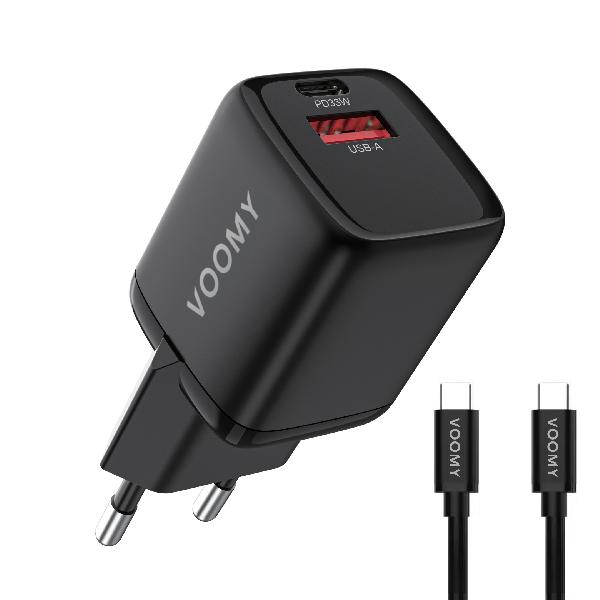 Voomy Charge M33 - Snellader Oplader 33W - USB-C / USB-C kabel // Zwart