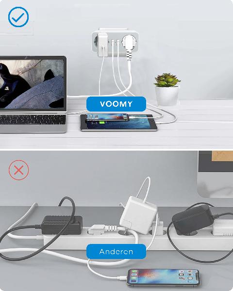 Voomy Split X2 - Verdeelstekker - 2 USB-A & 2 EU - Wit // Wit