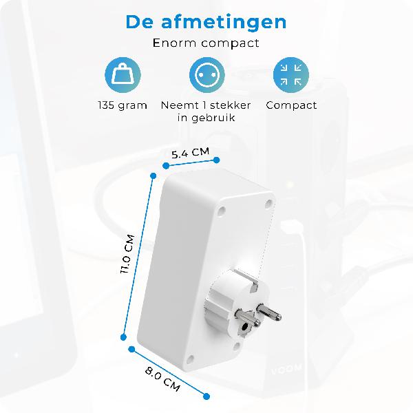 Voomy Split X2S - Verdeelstekker 1 USB-A 1 USB-C & 2 EU - Wit // Wit