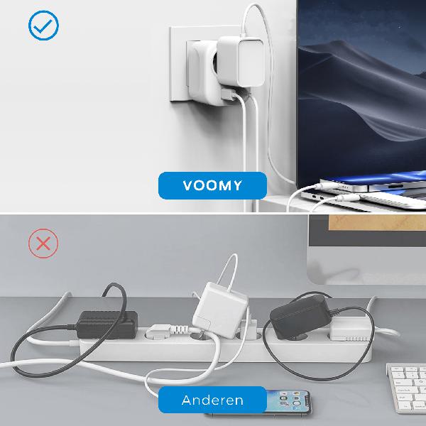 Voomy Travel Y3 - Reisstekker Amerika/USA - Wereldstekker Type B - USB-C & USB-A - Wit // Wit