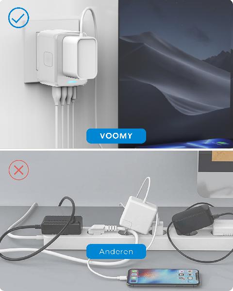 Voomy Travel Y25 - Reisstekker Wereld - 170+ Landen - 2 USB-A & 2 USB-C - Wereldstekker Universeel - Wit // Wit