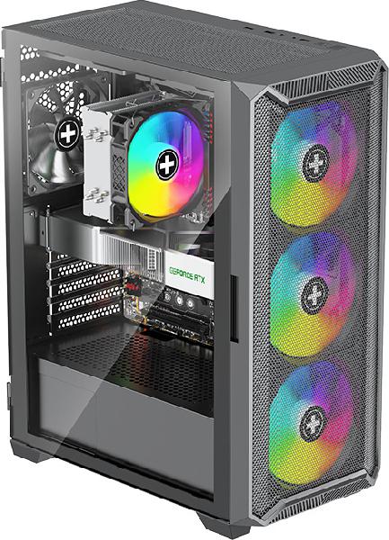 Xilence Xilent Blade II Black, ATX tempered glass window, mesh front case, 3 x 120 mm ARGB fan included